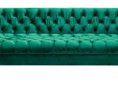 Green Three Seater Fabric Chesterfield Design Couches Upholstery Sofa Living room 230cm